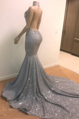 Mermaid Halter mouwloze prom-feestjurken op de vloer-lengte