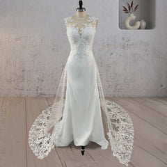 Mermaid Illusion Lace Appliqued Wedding Dress