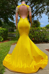 Zeemeermin juweel kralen applique vloer lengte mouwloze open back prom jurk