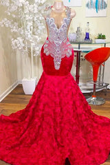 Zeemeermin juweel kanten lovertjes applique mouwloze vloerlengte prom jurk