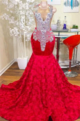 Zeemeermin juweel kanten lovertjes applique mouwloze vloerlengte prom jurk