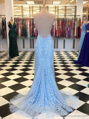Mermaid Lace Long Prom Dresses Spaghetti Strap FD1250