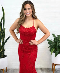 Mermaid Lace Long Prom Dresses Spaghetti Strap FD1250