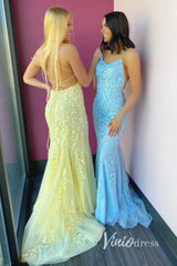 Mermaid Lace Long Prom Dresses Spaghetti Strap FD1250