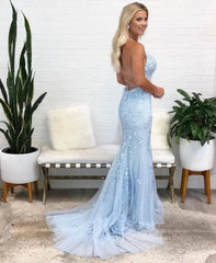 Mermaid Lace Long Prom Dresses Spaghetti Strap FD1250