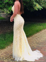 Mermaid Lace Long Prom Dresses Spaghetti Strap FD1250