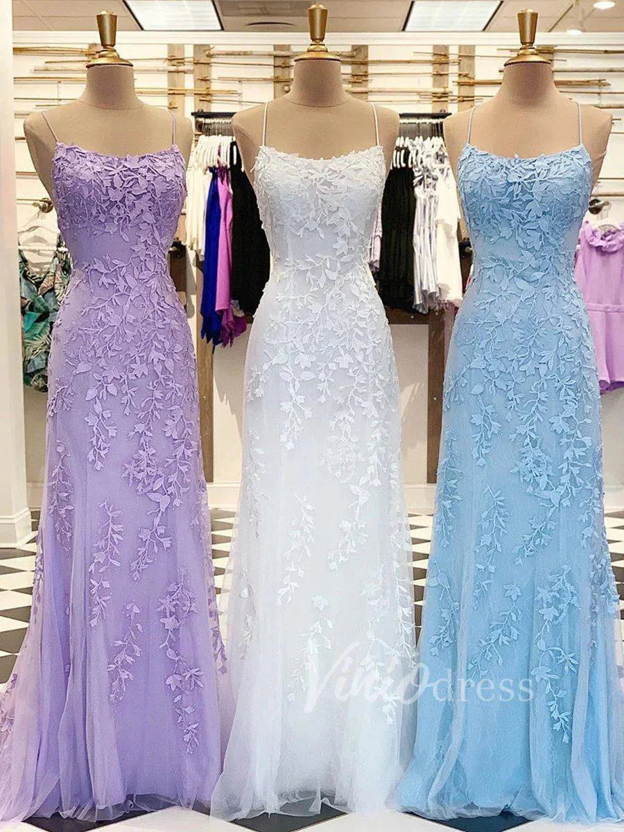 Mermaid Lace Long Prom Dresses Spaghetti Strap FD1250