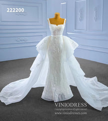 Mermaid Lace Wedding Dresses with Removable Overskirt 222200