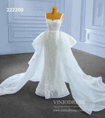 Mermaid Lace Wedding Dresses with Removable Overskirt 222200
