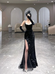 Sirène longue robe de bal Nouvelle arrivée sexy noire de soirée noire robe de soirée