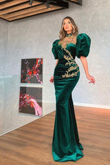 Mermaid Prom Dress with Bubble Sleeves