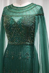 Mermaid Prom Dress With Diamond Appliques & Cap Sleeves