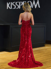 Dahlia |Mermaid Strapless Sequins Long Prom Dress with Slit