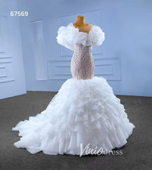 Mermaid Ruffle Wedding Dresses Layered Bridal Gown 67569