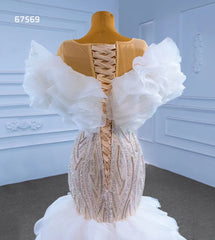 Mermaid Ruffle Wedding Dresses Layered Bridal Gown 67569