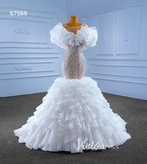 Mermaid Ruffle Wedding Dresses Layered Bridal Gown 67569