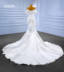 Mermaid Satin Wedding Dresses Off the Shoulder Bridal Dress 222133
