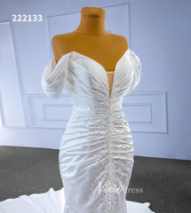 Mermaid Satin Wedding Dresses Off the Shoulder Bridal Dress 222133