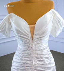 Mermaid Satin Wedding Dresses Off the Shoulder Bridal Dress 222133