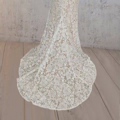 Mermaid Scoop Illusion Neck Floral Wedding Dress