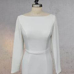 Mermaid Scoop Neck V Back Satin Wedding Dress