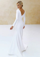 Mermaid Scoop Neck V Back Satin Wedding Dress