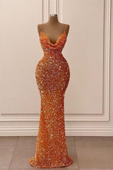 Mermaid Spaghetti-riem lovertjes vloerlengte mouwloze elegante prom-jurk