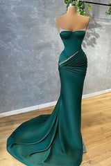 Mermaid Strapless vloerlengte mouwloze open back prom-jurk