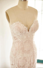 Mermaid Sweetheart Sleeveless Tulle Lace Wedding Dress with Beading