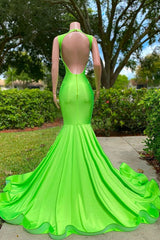 Zeemeermin v-neck lovertjes open achterste vloer lengte mouwloze kanten kralen prom jurk