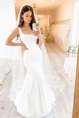 Mermaid Wedding Dress On Sale - Square Sleeveless Simple