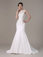 Mermaid Wedding Dresses With Elegant Detachable Lace Jacket Sweep Train(Veil Not Included) Exclusive