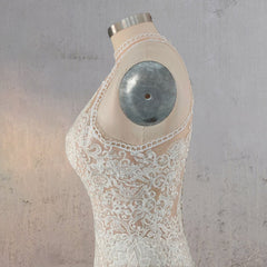 Mermaid White Halter Lace Appliqued Wedding Dress