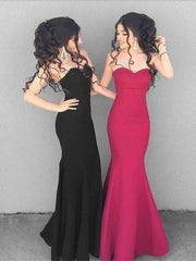 Elegant Sweetheart Neck Floor Length Mermaid Black Prom Dress, Mermaid Formal Dress, Bridesmaid Dresses