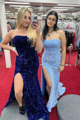 2024 Dark Red Sequin Formal Dresses Long Mermaid Prom Dress Sweetheart with Slit