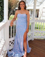 2024 Dark Red Sequin Formal Dresses Long Mermaid Prom Dress Sweetheart with Slit