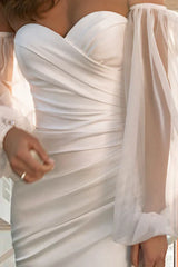 Leisure Wedding Dress Sweeping/Brushing Mermaid/Loudspeaker Long sleeved Summer Bridal Dress
