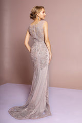Mesh Beaded Embroidered Mermaid Long Dress