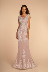 Mesh Beaded Embroidered Mermaid Long Dress