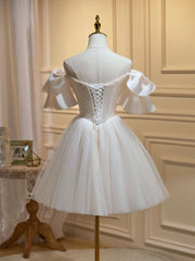 Mini / courtes robes de bal beige, robes à la maison en dentelle en tulle beige