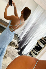 Mint Spaghetti Straps Appliques Prom Dress