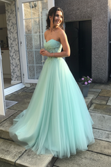 Sweetheart Open Back Pink Lace Long Prom Dresses Tulle Aline Formal Evening Dresses