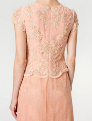 Aimishang Sheath / Column Mother of the Bride Dress Formal Vintage Inspired Jewel Neck Ankle Length Chiffon Beaded Lace Short Sleeve No with Lace Beading