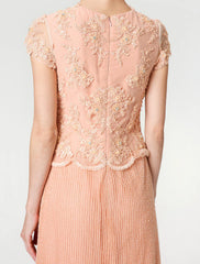 Aimishang  Sheath / Column Mother of the Bride Dress Formal Vintage Inspired Jewel Neck Ankle Length Chiffon Beaded Lace Short Sleeve No with Lace Beading