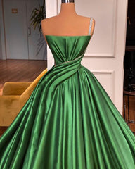 Modern Green A-Line One Shoulder Sleeveless Prom Dress