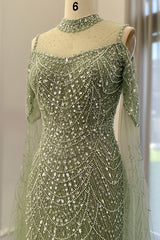 Moderne high necy parels prom jurk zeemeermin lang met ruches