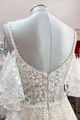 Modeste longue A-line chérie tulle appliques en dentelle robe de mariée avec manches