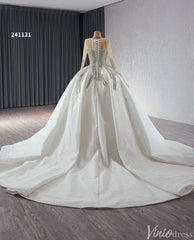 Modest Luxury Rhinestones Balll Gown Wedding Dresses with Sleeves 241121