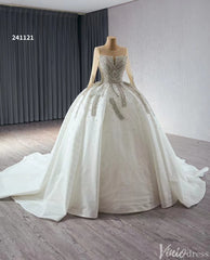 Modest Luxury Rhinestones Balll Gown Wedding Dresses with Sleeves 241121