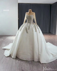 Modest Luxury Rhinestones Balll Gown Wedding Dresses with Sleeves 241121